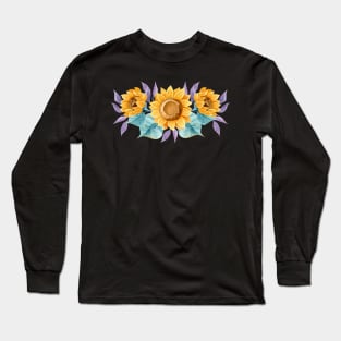 Watercolor Sunflower Border Long Sleeve T-Shirt